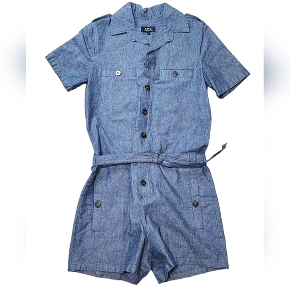 A.P.C Jane Denim Romper Womens NWOT